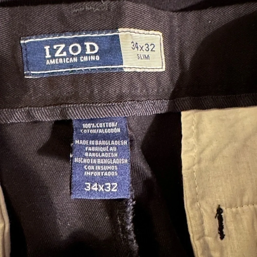 IZOD Men's American Chino Slim Fit Pants, 34Wx32L SLIM‎ (Black) (NWT)